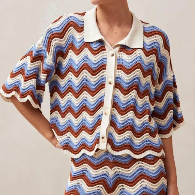 ALOHAS Sweaters and Cardigans Messina 8211 Blue and Brown Multicolor Knit Sweater 8211 Women