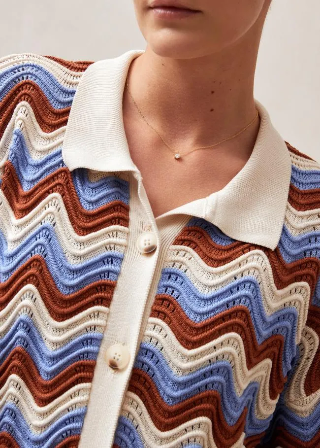 ALOHAS Sweaters and Cardigans Messina 8211 Blue and Brown Multicolor Knit Sweater 8211 Women