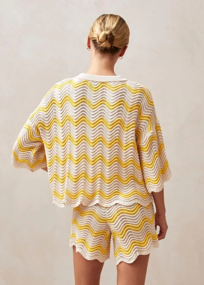 ALOHAS Sweaters and Cardigans Messina 8211 Yellow and Cream Knit Sweater 8211 Women