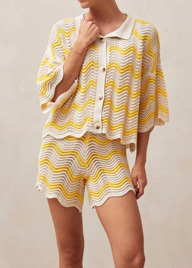 ALOHAS Sweaters and Cardigans Messina 8211 Yellow and Cream Knit Sweater 8211 Women
