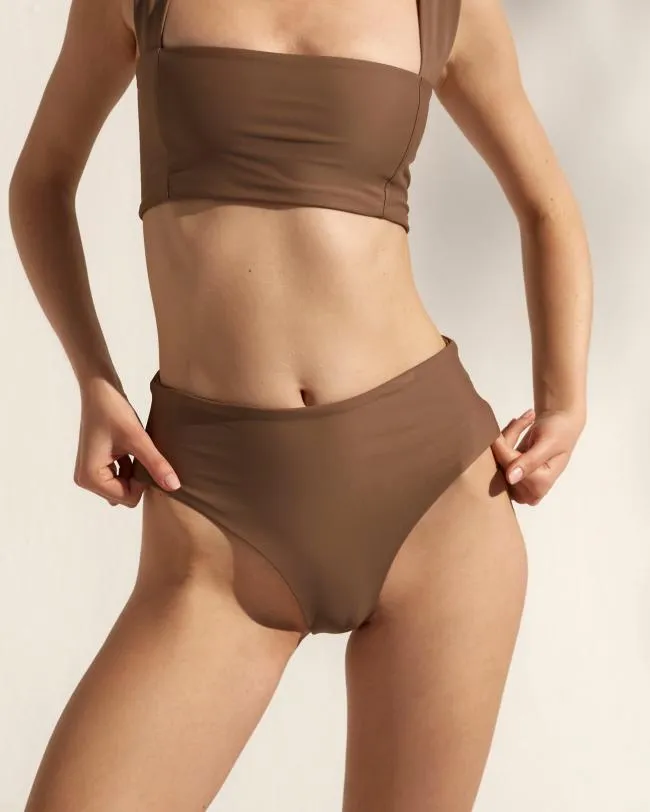 ALOHAS Swimwear The Pentagon 8211 Brown Recycled Nylon Bikini Bottom 8211 Women