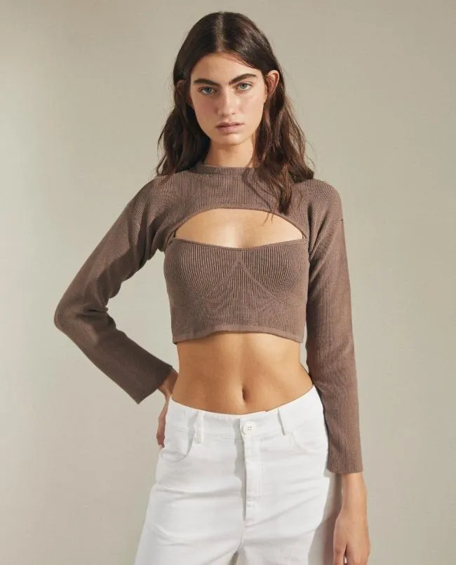 ALOHAS Tops Limelight 8211 Brown Knit Top 8211 Women