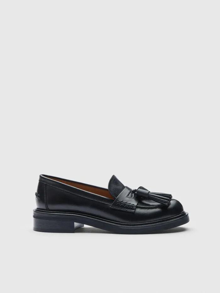 ATP Atelier Flats Albaredo Tassel Black Leather Loafer Black 8211 Women