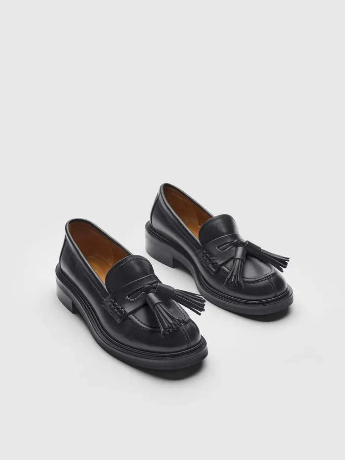 ATP Atelier Flats Albaredo Tassel Black Leather Loafer Black 8211 Women