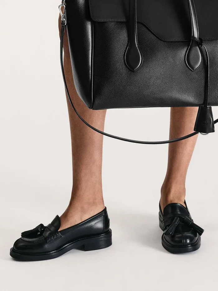 ATP Atelier Flats Albaredo Tassel Black Leather Loafer Black 8211 Women