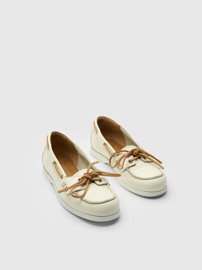 ATP Atelier Loafers Nesso BiancoContrast Stitch Grained Leather Boat Shoes Biancocontrast Stitch 8211 Women