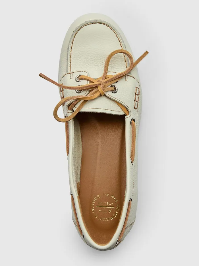 ATP Atelier Loafers Nesso BiancoContrast Stitch Grained Leather Boat Shoes Biancocontrast Stitch 8211 Women