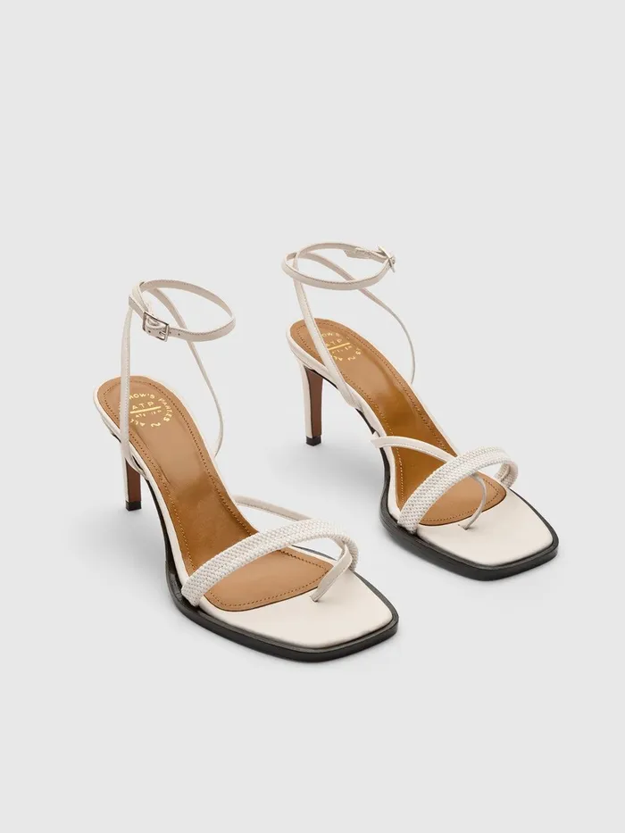 ATP Atelier Sandals Belfiore Linen Nappa Strappy Heeled Sandals Linen 8211 Women