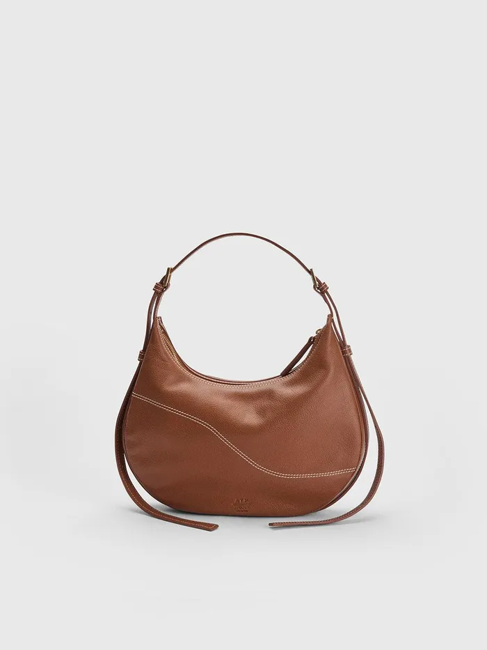 ATP Atelier Shoulder Bags Liveri BrandyContrast Stitch Grained Leather Small Hobo Bag Brandycontrast Stitch 8211 Women ATP Atelier Shoulder Bags Liveri BrandyContrast Stitch Grained Leather Small Hobo Bag Brandycontrast Stitch 8211 Women