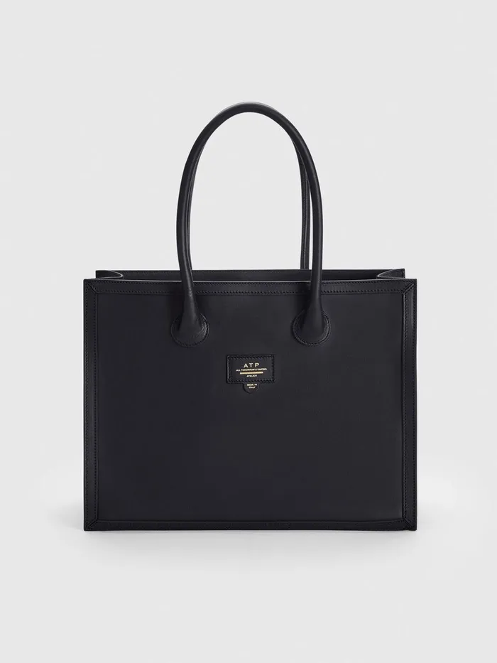 ATP Atelier Tote Bags Montefalcione Black Leather Book Bag Black 8211 Women