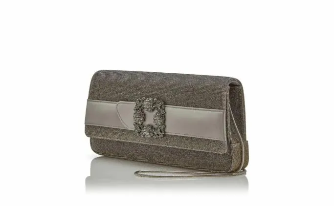 Bags Women Manolo Blahnik GOTHISI GLITTERGold Glitter Fabric Jewel Buckle Clutch Bags Women Manolo Blahnik GOTHISI GLITTERGold Glitter Fabric Jewel Buckle Clutch