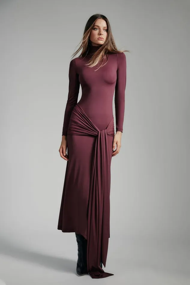 Bardot Day To Night Dresses Alix Maxi Tie Front Dress In Deep Plum 8211 Women Bardot Day To Night Dresses Alix Maxi Tie Front Dress In Deep Plum 8211 Women