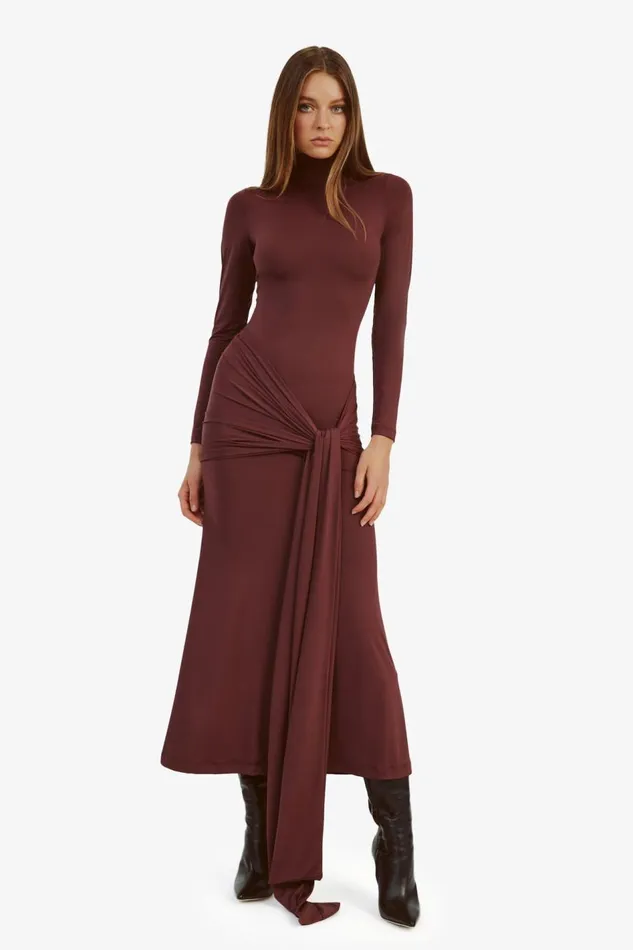 Bardot Day To Night Dresses Alix Maxi Tie Front Dress In Deep Plum 8211 Women Bardot Day To Night Dresses Alix Maxi Tie Front Dress In Deep Plum 8211 Women
