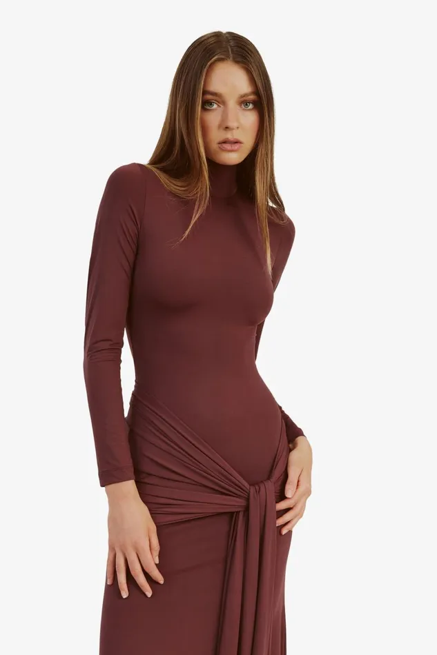 Bardot Day To Night Dresses Alix Maxi Tie Front Dress In Deep Plum 8211 Women Bardot Day To Night Dresses Alix Maxi Tie Front Dress In Deep Plum 8211 Women