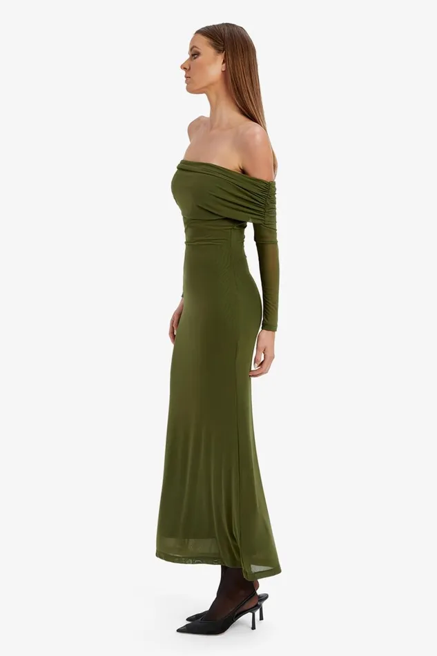 Bardot Day To Night Dresses Saphia Mesh Maxi Dress In Khaki 8211 Women Bardot Day To Night Dresses Saphia Mesh Maxi Dress In Khaki 8211 Women
