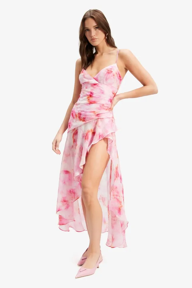 Bardot Day To Night Dresses Sorella Printed Midi Dress In Pink Tie Dye 8211 Women Bardot Day To Night Dresses Sorella Printed Midi Dress In Pink Tie Dye 8211 Women