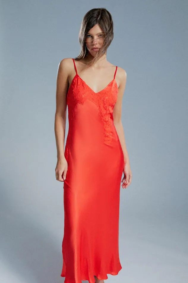 Bardot Occasion Dresses Avoco Lace Detail Midi Dress In Fire Red 8211 Women