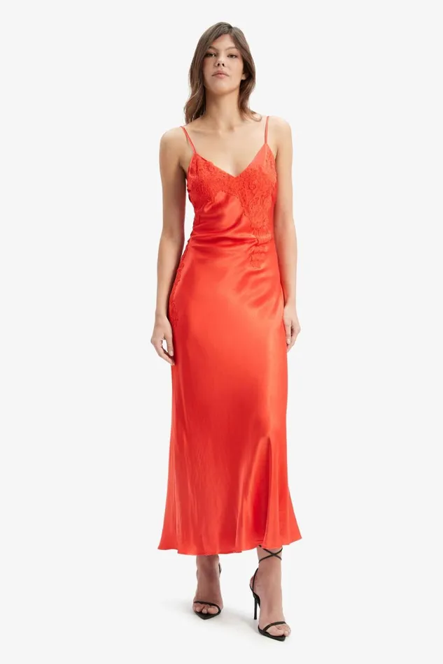 Bardot Occasion Dresses Avoco Lace Detail Midi Dress In Fire Red 8211 Women Bardot Occasion Dresses Avoco Lace Detail Midi Dress In Fire Red 8211 Women