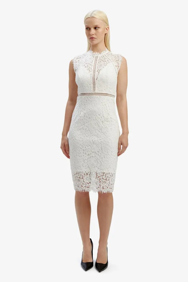 Bardot Occasion Dresses Lace Panel Dress In Orchid White 8211 Women