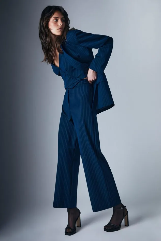 Bardot Pants Pin Stripe Wide Leg Pant In Navy Stripe 8211 Women