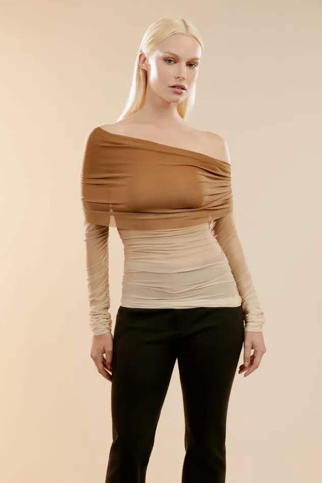 Bardot Party Tops Camelia Mesh Top In Brown Ombre 8211 Women