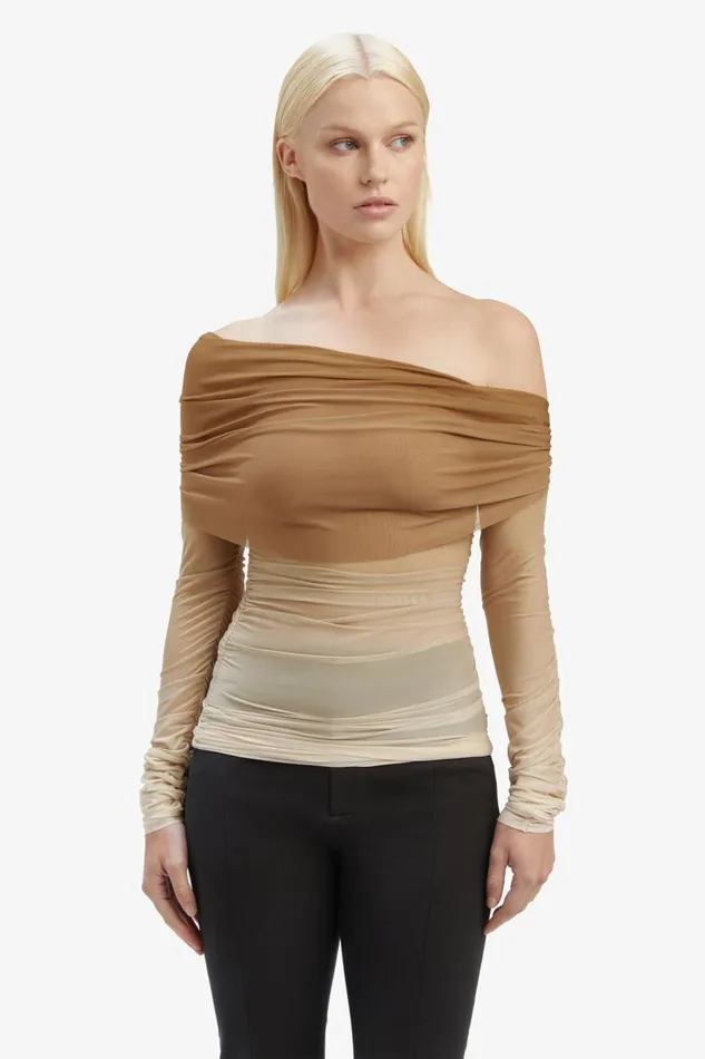 Bardot Party Tops Camelia Mesh Top In Brown Ombre 8211 Women Bardot Party Tops Camelia Mesh Top In Brown Ombre 8211 Women