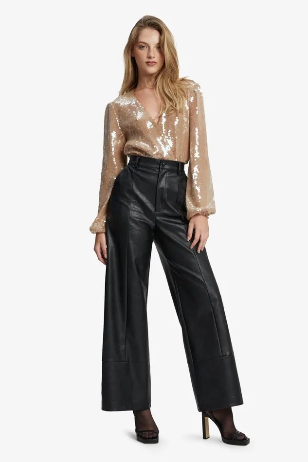 Bardot Party Tops Verona Sequin Wrap Bodysuit In Nude 8211 Women Bardot Party Tops Verona Sequin Wrap Bodysuit In Nude 8211 Women