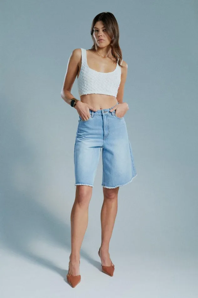 Bardot Shorts Forte Long Denim Short In Light Wash 8211 Women