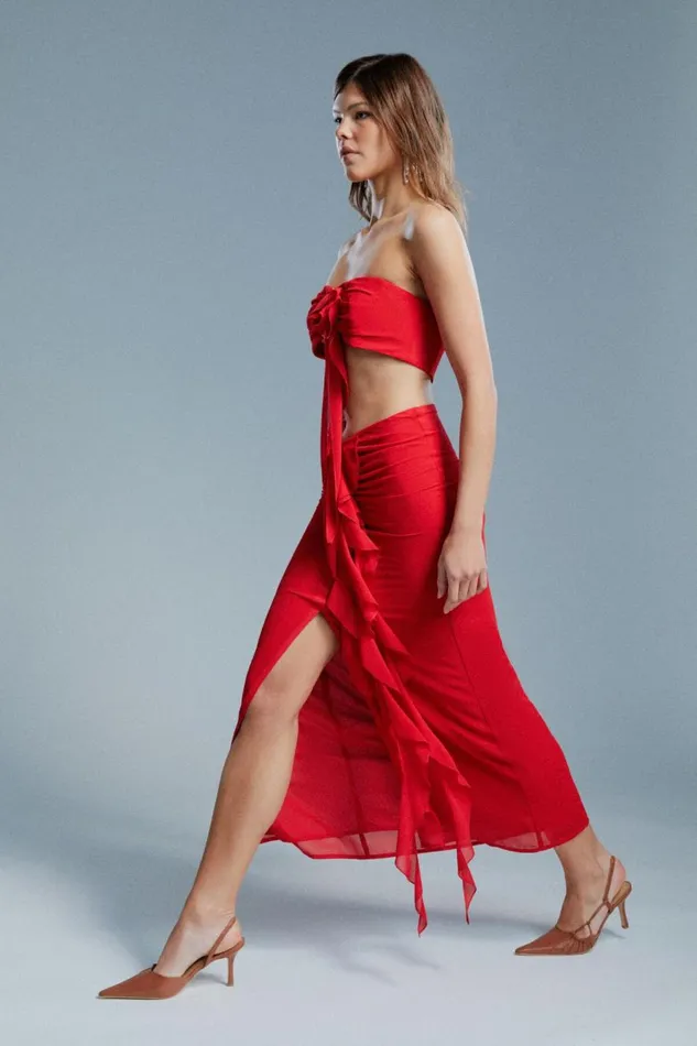 Bardot Skirts Akasha Midi Skirt In Deep Red 8211 Women