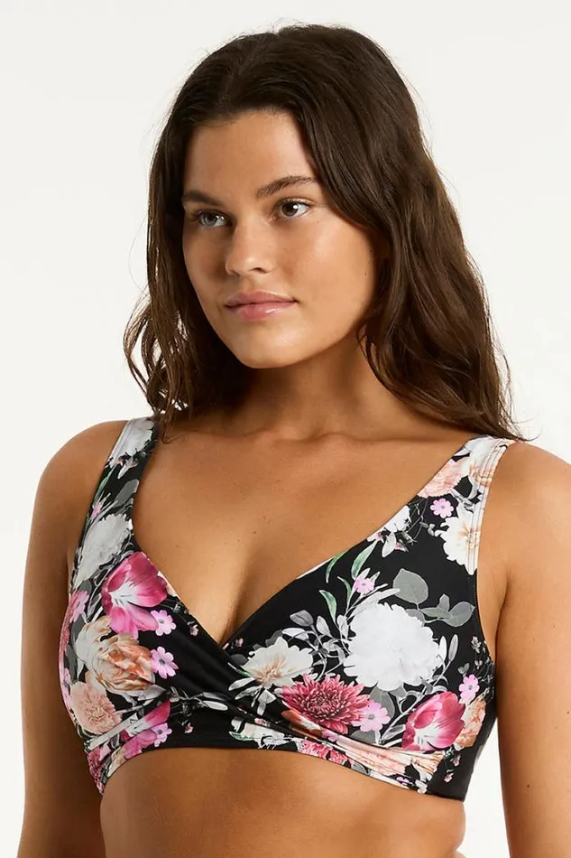 Belle Cross Front Multifit Bra Belle Black Women Sea Level Tops