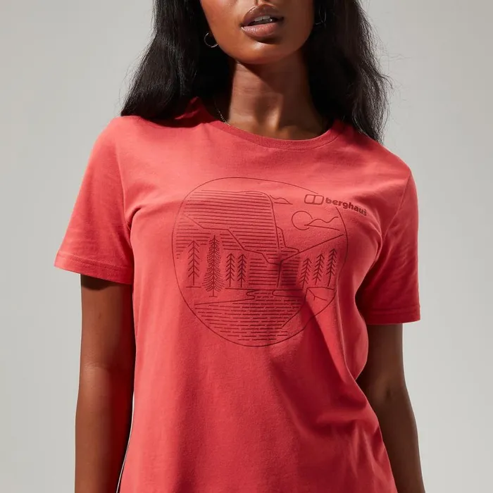 Berghaus TShirts Linear Landscape Super Stretch Tee Red 8211 Women Berghaus TShirts Linear Landscape Super Stretch Tee Red 8211 Women