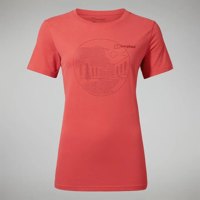 Berghaus TShirts Linear Landscape Super Stretch Tee Red 8211 Women Berghaus TShirts Linear Landscape Super Stretch Tee Red 8211 Women
