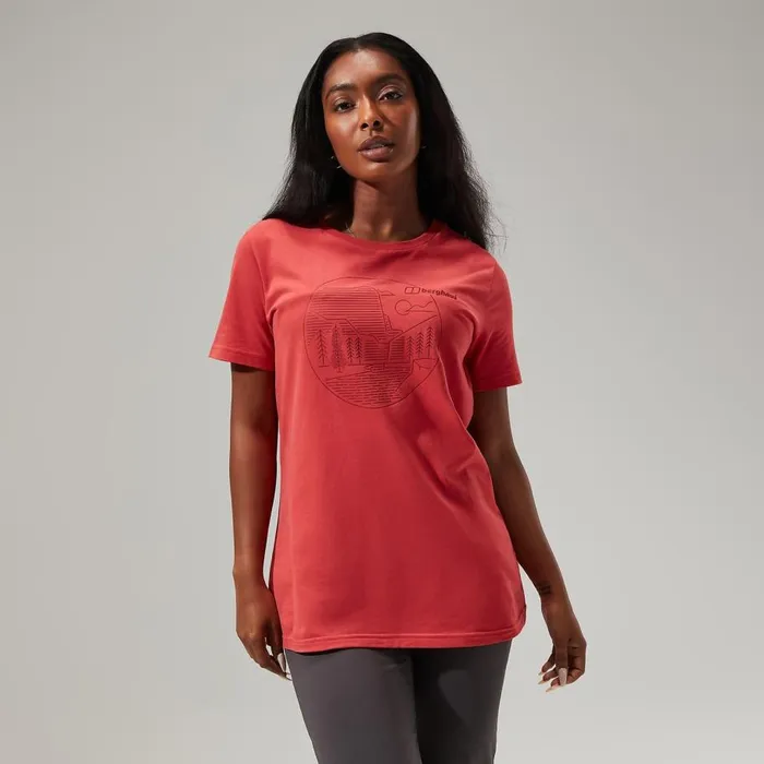 Berghaus TShirts Linear Landscape Super Stretch Tee Red 8211 Women Berghaus TShirts Linear Landscape Super Stretch Tee Red 8211 Women