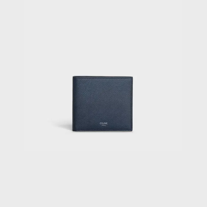 BiFold Wallet In Grained Calfskin Navy Blue Men CELINE WALLETS
