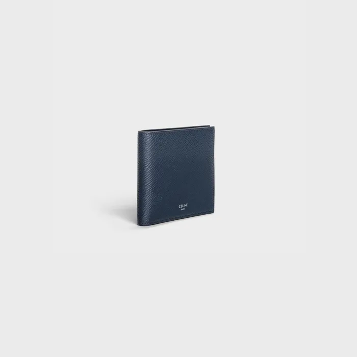 BiFold Wallet In Grained Calfskin Navy Blue Men CELINE WALLETS