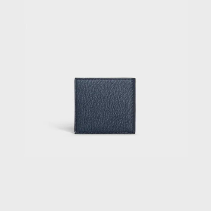 BiFold Wallet In Grained Calfskin Navy Blue Men CELINE WALLETS