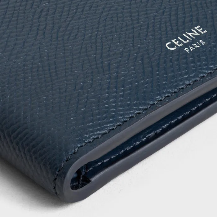 BiFold Wallet In Grained Calfskin Navy Blue Men CELINE WALLETS