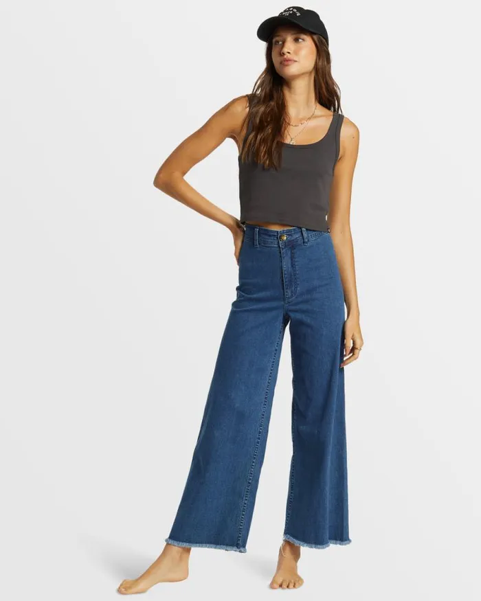 Billabong Jeans and Pants Free Fall Indigo WideLeg Jeans Oceana Blue 8211 Women Billabong Jeans and Pants Free Fall Indigo WideLeg Jeans Oceana Blue 8211 Women