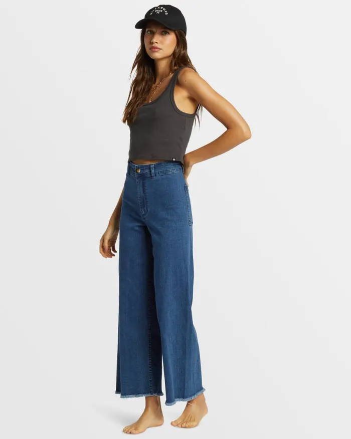Billabong Jeans and Pants Free Fall Indigo WideLeg Jeans Oceana Blue 8211 Women Billabong Jeans and Pants Free Fall Indigo WideLeg Jeans Oceana Blue 8211 Women