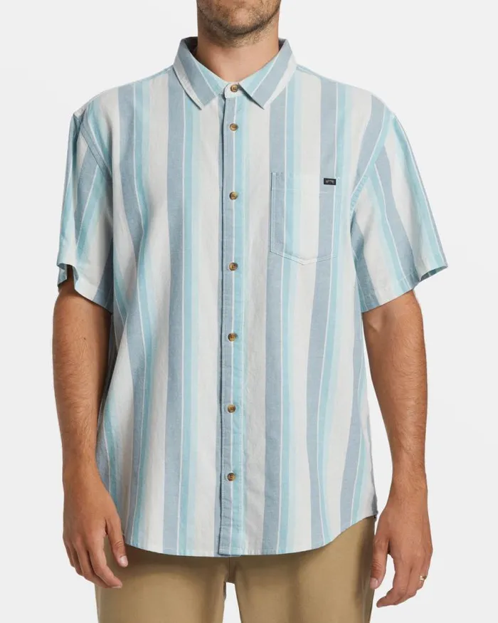 Billabong Shirts All Day Stripe Short Sleeve Shirt Dusty Navy 8211 Men
