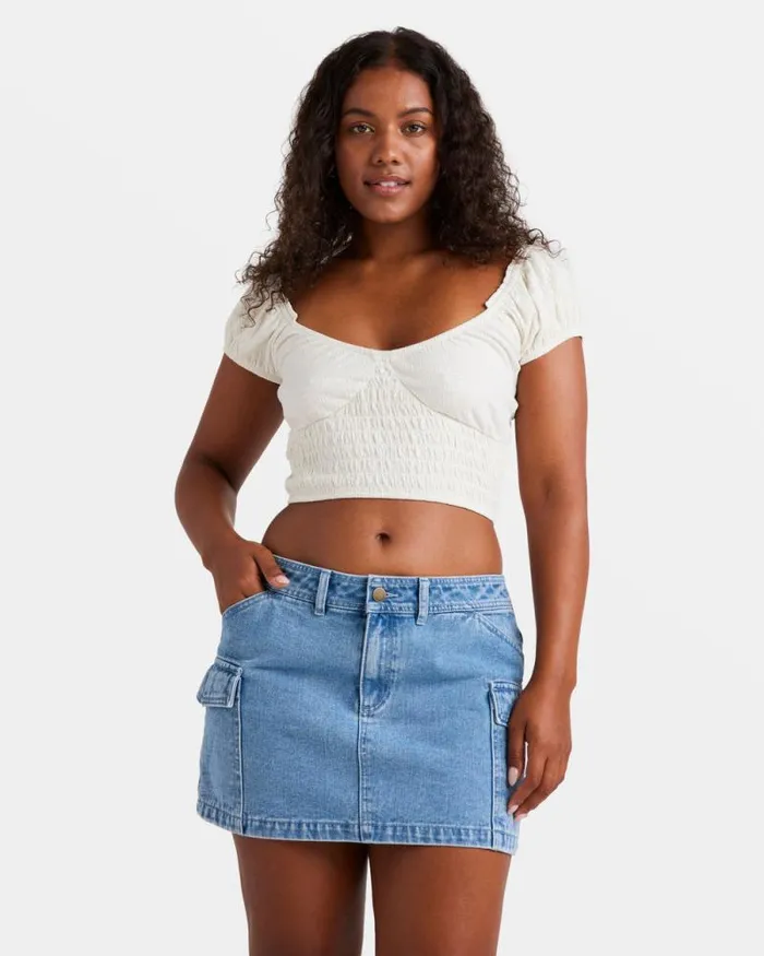 Billabong Skirts Hilary Denim Cargo Skirt Medium Blue Rinse 8211 Women