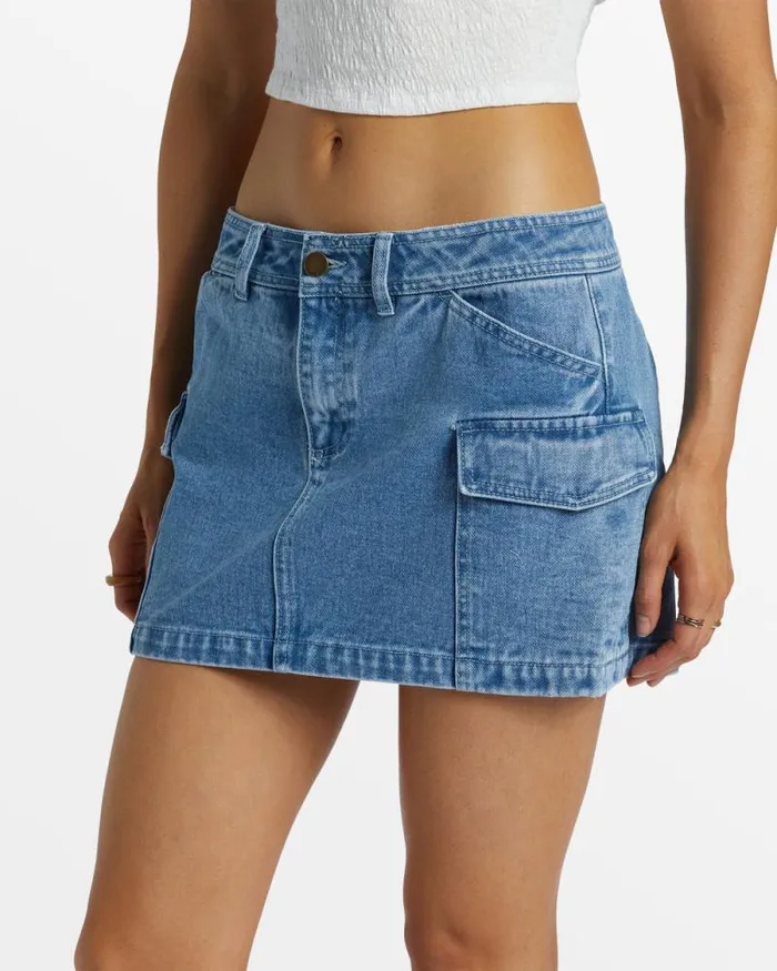 Billabong Skirts Hilary Denim Cargo Skirt Medium Blue Rinse 8211 Women Billabong Skirts Hilary Denim Cargo Skirt Medium Blue Rinse 8211 Women