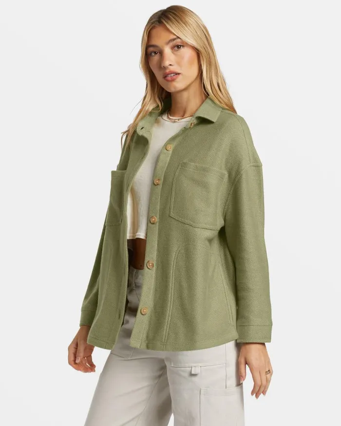 Billabong Sweatshirts and Fleece Everytime Oversized Shacket Avocado 8211 Women Billabong Sweatshirts and Fleece Everytime Oversized Shacket Avocado 8211 Women