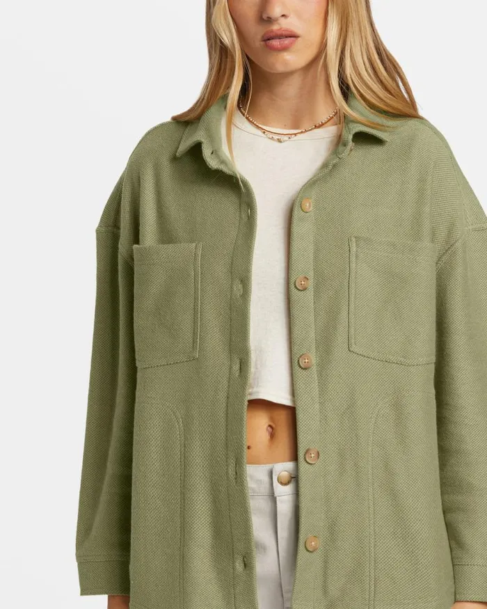 Billabong Sweatshirts and Fleece Everytime Oversized Shacket Avocado 8211 Women Billabong Sweatshirts and Fleece Everytime Oversized Shacket Avocado 8211 Women