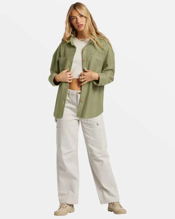 Billabong Sweatshirts and Fleece Everytime Oversized Shacket Avocado 8211 Women Billabong Sweatshirts and Fleece Everytime Oversized Shacket Avocado 8211 Women
