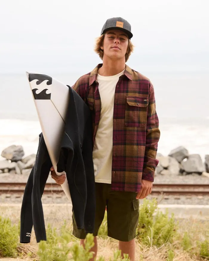 Billabong Wave Washed Essentials Offshore Long Sleeve Flannel Shirt Port 8211 Men Billabong Wave Washed Essentials Offshore Long Sleeve Flannel Shirt Port 8211 Men