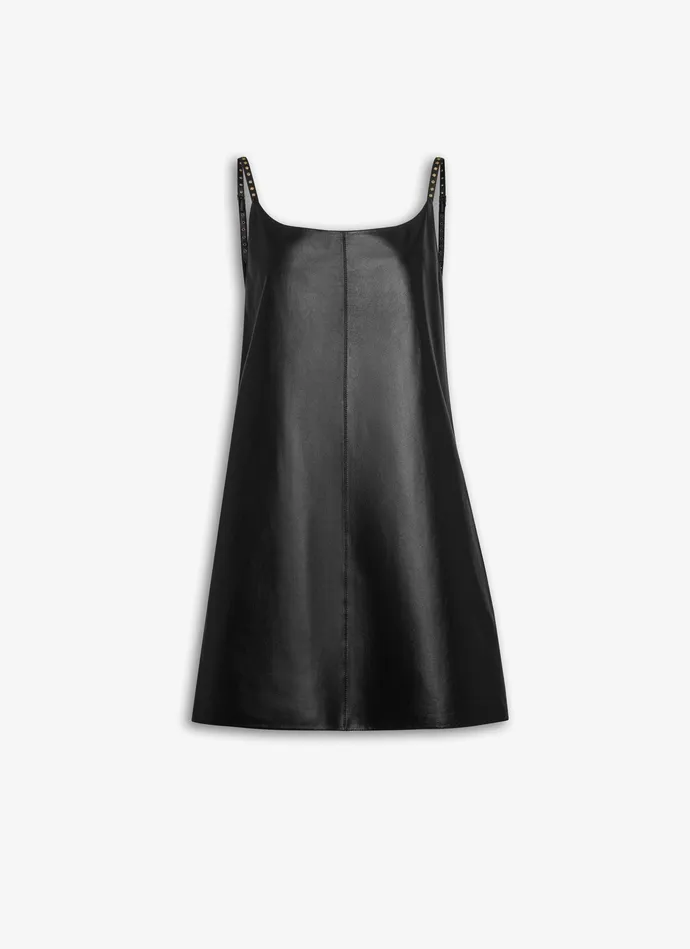 Black A LINE DRESS IN SOFT LEATHER Women Alaa Dresses