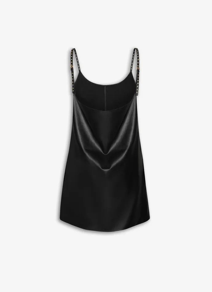 Black A LINE DRESS IN SOFT LEATHER Women Alaa Dresses