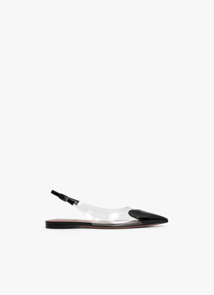 Black LE CUR FLAT SLINGBACKS IN PATENT CALFSKIN Women Alaa Flat Shoes