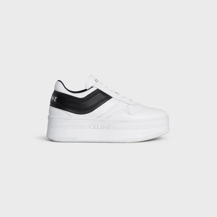 Block Sneakers With Wedge Outsole In Calfskin Optic White Black Women CELINE SNEAKERS